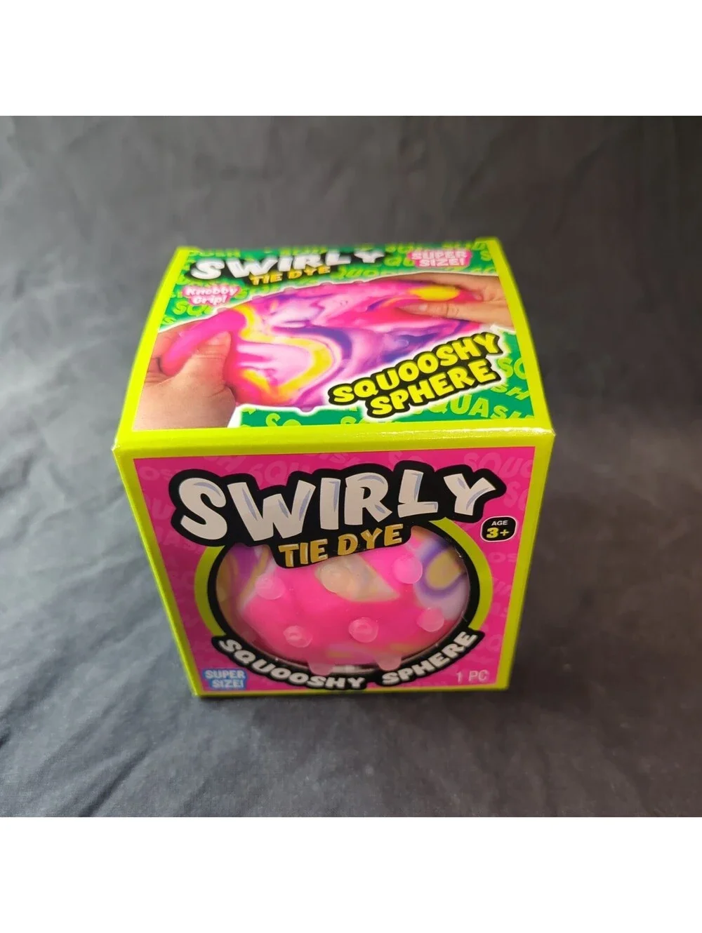 Squishy Swirly Tie Dye Squooshy Sphere Ja-Ru Super Size-Jumbo Stress Toy -NEW